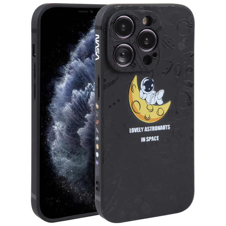 Custodia per cellulare con bordo dritto in silicone modello astronauta, For iPhone 11 Pro Max, For iPhone X / XS, For iPhone XS Max