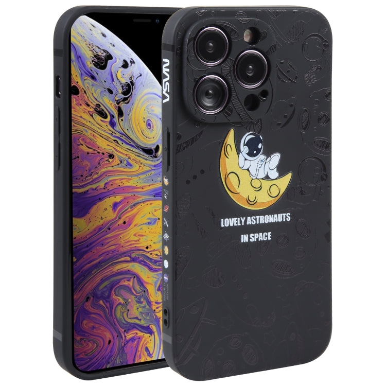Custodia per cellulare con bordo dritto in silicone modello astronauta, For iPhone 11 Pro Max, For iPhone X / XS, For iPhone XS Max