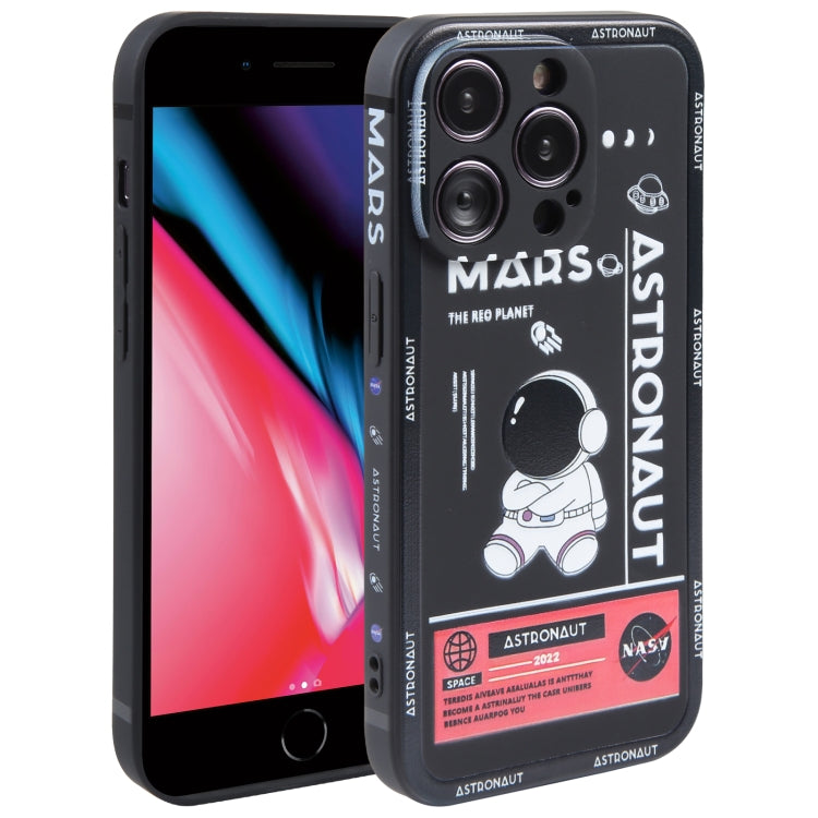 Custodia per cellulare con bordo dritto in silicone modello astronauta, For iPhone XR, For iPhone SE 2022 / 2020 / 7 / 8, For iPhone 7 Plus / 8 Plus