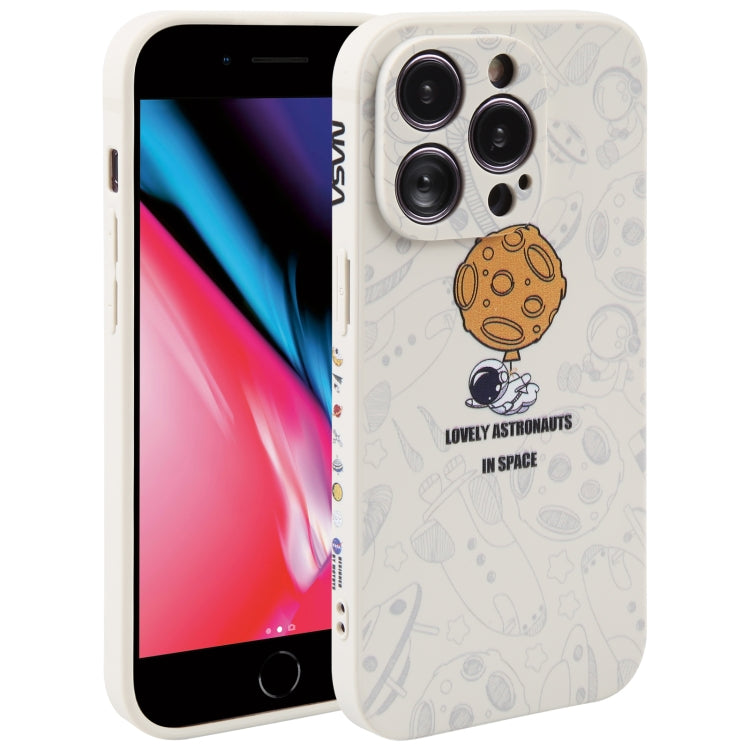 Custodia per cellulare con bordo dritto in silicone modello astronauta, For iPhone XR, For iPhone SE 2022 / 2020 / 7 / 8, For iPhone 7 Plus / 8 Plus