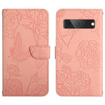 Custodia per cellulare in pelle goffrata con peonia a farfalla, For Google Pixel 7A, For Samsung Galaxy M14 5G