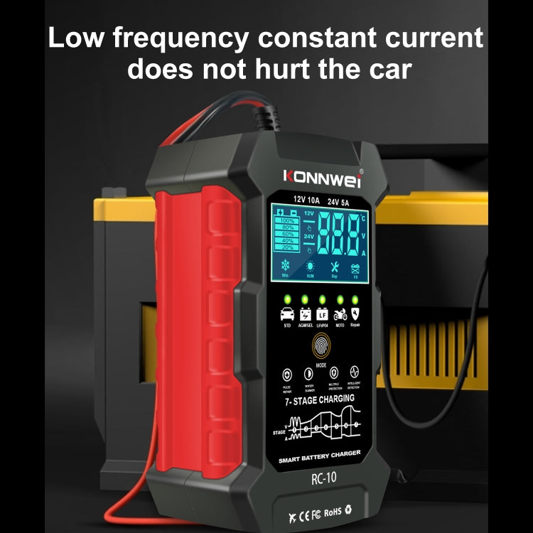 KONNWEI CR-10 2.4 pollici caricabatteria per auto strumento di riparazione impulso batteria, EU Plug, US Plug, UK Plug