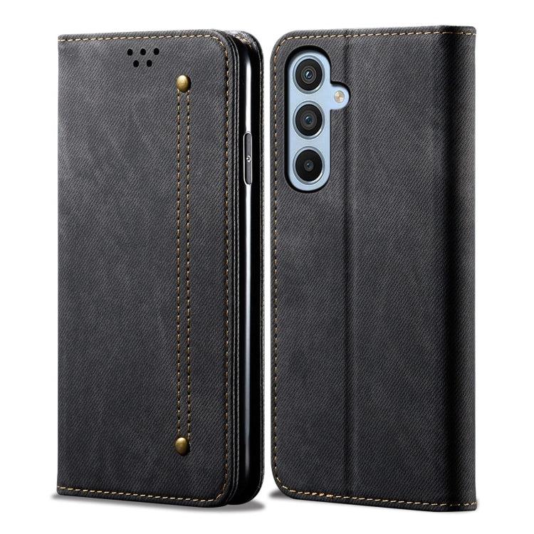 Custodia per telefono in pelle con texture denim, For Samsung Galaxy M14