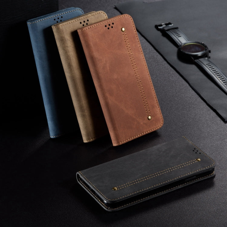 Custodia per telefono in pelle con texture denim, For Samsung Galaxy M14
