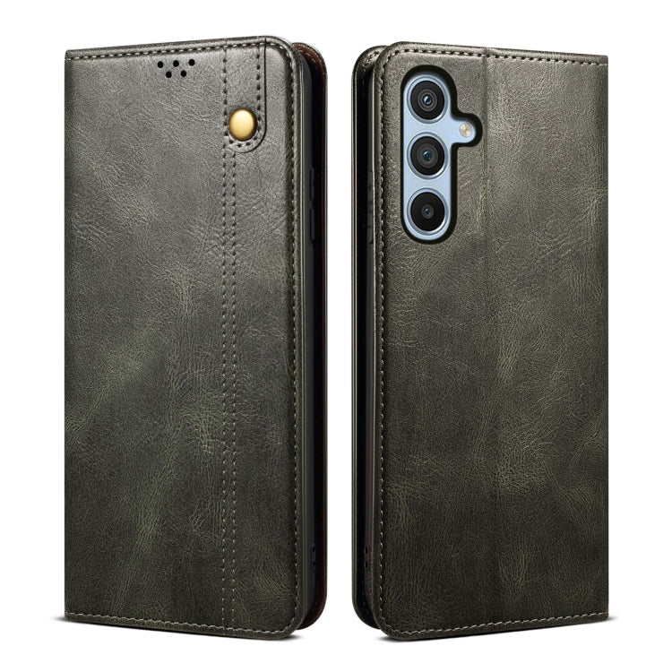 Custodia per telefono in pelle con trama di cavallo pazzo in cera d'olio, For Samsung Galaxy M14