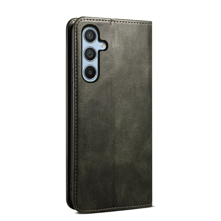 Custodia per telefono in pelle con trama di cavallo pazzo in cera d'olio, For Samsung Galaxy M14