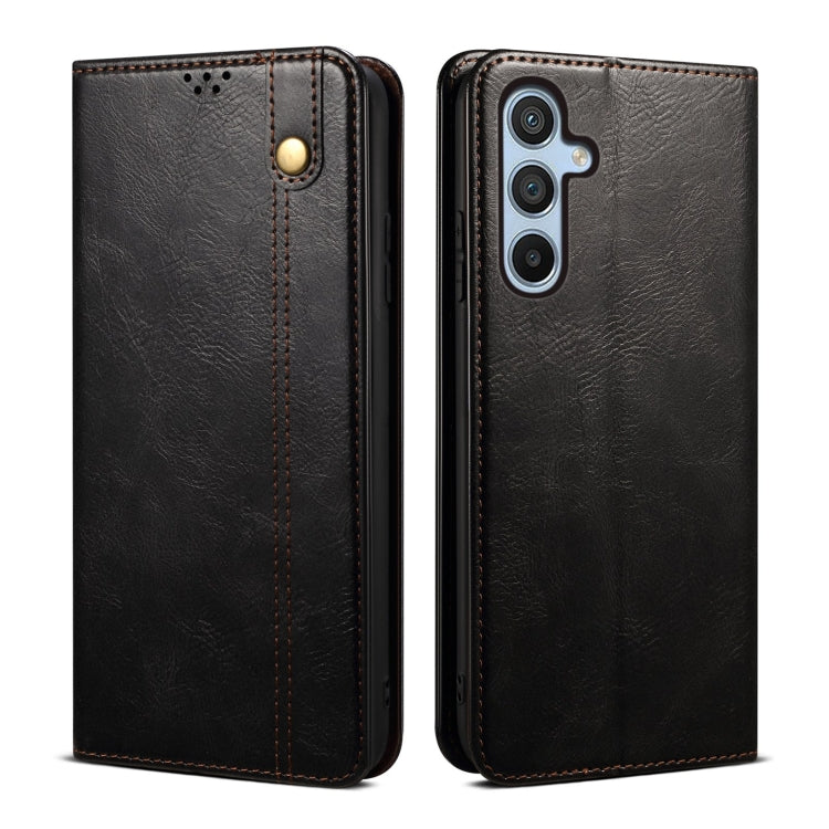 Custodia per telefono in pelle con trama di cavallo pazzo in cera d'olio, For Samsung Galaxy M14