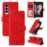 Custodia per telefono in pelle di girasole goffrata, For Samsung Galaxy Z Fold3 5G, For Samsung Galaxy Z Fold4 5G, For Samsung Galaxy Z Flip3 5G, For Samsung Galaxy Z Flip4 5G