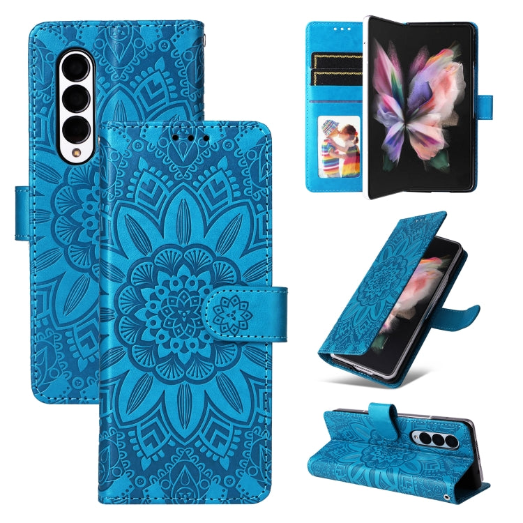 Custodia per telefono in pelle di girasole goffrata, For Samsung Galaxy Z Fold3 5G, For Samsung Galaxy Z Fold4 5G, For Samsung Galaxy Z Flip3 5G, For Samsung Galaxy Z Flip4 5G