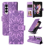 Custodia per telefono in pelle di girasole goffrata, For Samsung Galaxy Z Fold3 5G, For Samsung Galaxy Z Fold4 5G, For Samsung Galaxy Z Flip3 5G, For Samsung Galaxy Z Flip4 5G