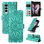 Custodia per telefono in pelle di girasole goffrata, For Samsung Galaxy Z Fold3 5G, For Samsung Galaxy Z Fold4 5G, For Samsung Galaxy Z Flip3 5G, For Samsung Galaxy Z Flip4 5G