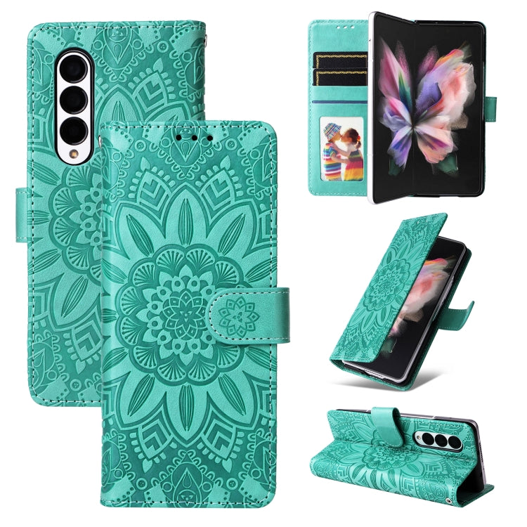 Custodia per telefono in pelle di girasole goffrata, For Samsung Galaxy Z Fold3 5G, For Samsung Galaxy Z Fold4 5G, For Samsung Galaxy Z Flip3 5G, For Samsung Galaxy Z Flip4 5G