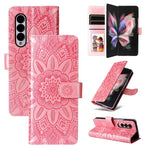 Custodia per telefono in pelle di girasole goffrata, For Samsung Galaxy Z Fold3 5G, For Samsung Galaxy Z Fold4 5G, For Samsung Galaxy Z Flip3 5G, For Samsung Galaxy Z Flip4 5G