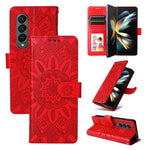 Custodia per telefono in pelle di girasole goffrata, For Samsung Galaxy Z Fold3 5G, For Samsung Galaxy Z Fold4 5G, For Samsung Galaxy Z Flip3 5G, For Samsung Galaxy Z Flip4 5G