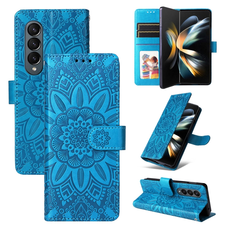 Custodia per telefono in pelle di girasole goffrata, For Samsung Galaxy Z Fold3 5G, For Samsung Galaxy Z Fold4 5G, For Samsung Galaxy Z Flip3 5G, For Samsung Galaxy Z Flip4 5G