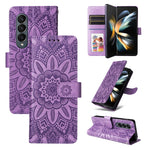 Custodia per telefono in pelle di girasole goffrata, For Samsung Galaxy Z Fold3 5G, For Samsung Galaxy Z Fold4 5G, For Samsung Galaxy Z Flip3 5G, For Samsung Galaxy Z Flip4 5G