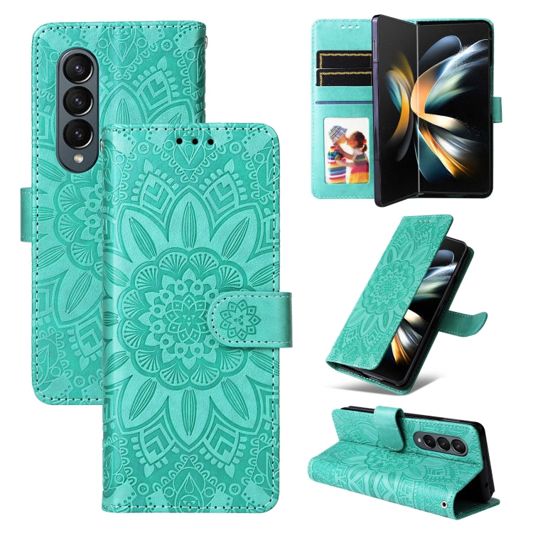 Custodia per telefono in pelle di girasole goffrata, For Samsung Galaxy Z Fold3 5G, For Samsung Galaxy Z Fold4 5G, For Samsung Galaxy Z Flip3 5G, For Samsung Galaxy Z Flip4 5G