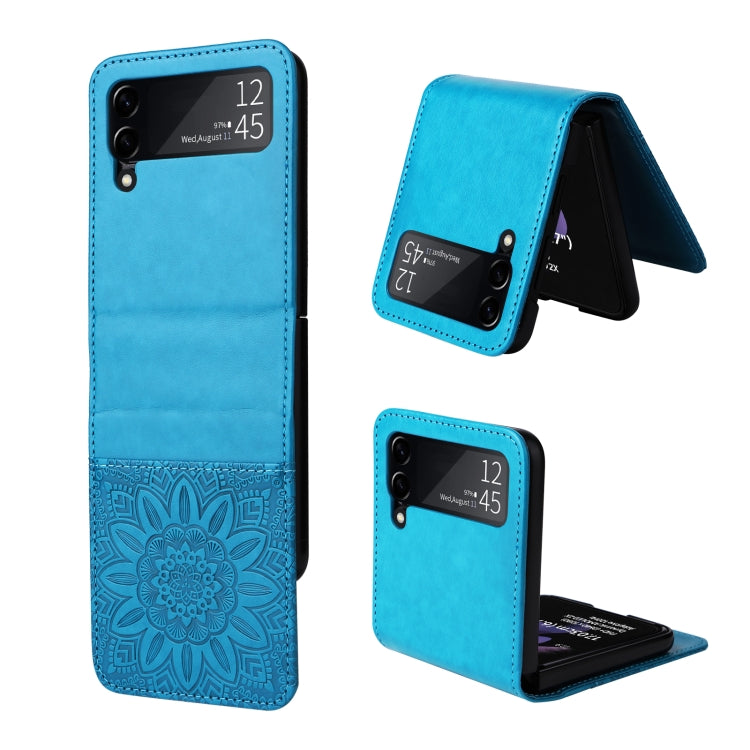 Custodia per telefono in pelle di girasole goffrata, For Samsung Galaxy Z Fold3 5G, For Samsung Galaxy Z Fold4 5G, For Samsung Galaxy Z Flip3 5G, For Samsung Galaxy Z Flip4 5G