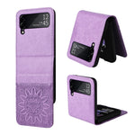 Custodia per telefono in pelle di girasole goffrata, For Samsung Galaxy Z Fold3 5G, For Samsung Galaxy Z Fold4 5G, For Samsung Galaxy Z Flip3 5G, For Samsung Galaxy Z Flip4 5G