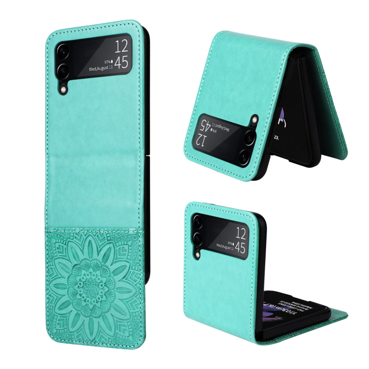 Custodia per telefono in pelle di girasole goffrata, For Samsung Galaxy Z Fold3 5G, For Samsung Galaxy Z Fold4 5G, For Samsung Galaxy Z Flip3 5G, For Samsung Galaxy Z Flip4 5G