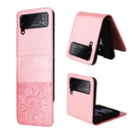 Custodia per telefono in pelle di girasole goffrata, For Samsung Galaxy Z Fold3 5G, For Samsung Galaxy Z Fold4 5G, For Samsung Galaxy Z Flip3 5G, For Samsung Galaxy Z Flip4 5G