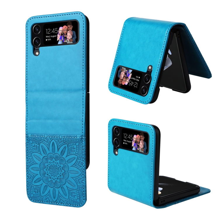 Custodia per telefono in pelle di girasole goffrata, For Samsung Galaxy Z Fold3 5G, For Samsung Galaxy Z Fold4 5G, For Samsung Galaxy Z Flip3 5G, For Samsung Galaxy Z Flip4 5G