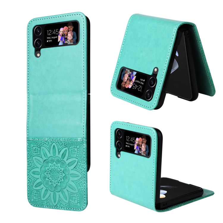Custodia per telefono in pelle di girasole goffrata, For Samsung Galaxy Z Fold3 5G, For Samsung Galaxy Z Fold4 5G, For Samsung Galaxy Z Flip3 5G, For Samsung Galaxy Z Flip4 5G