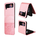 Custodia per telefono in pelle di girasole goffrata, For Samsung Galaxy Z Fold3 5G, For Samsung Galaxy Z Fold4 5G, For Samsung Galaxy Z Flip3 5G, For Samsung Galaxy Z Flip4 5G