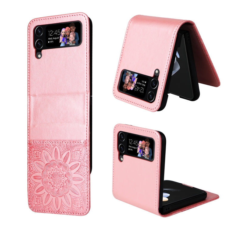Custodia per telefono in pelle di girasole goffrata, For Samsung Galaxy Z Fold3 5G, For Samsung Galaxy Z Fold4 5G, For Samsung Galaxy Z Flip3 5G, For Samsung Galaxy Z Flip4 5G