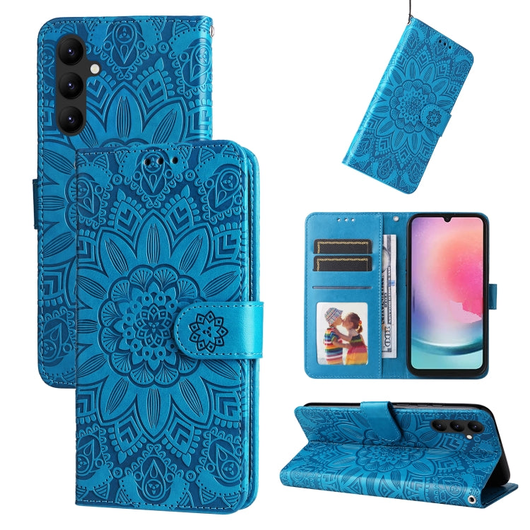 Custodia per telefono in pelle di girasole goffrata, For Samsung Galaxy A24 4G, For Honor X7a, For Honor X8a, For Honor X9a/X40 5G/Magic5 Lite