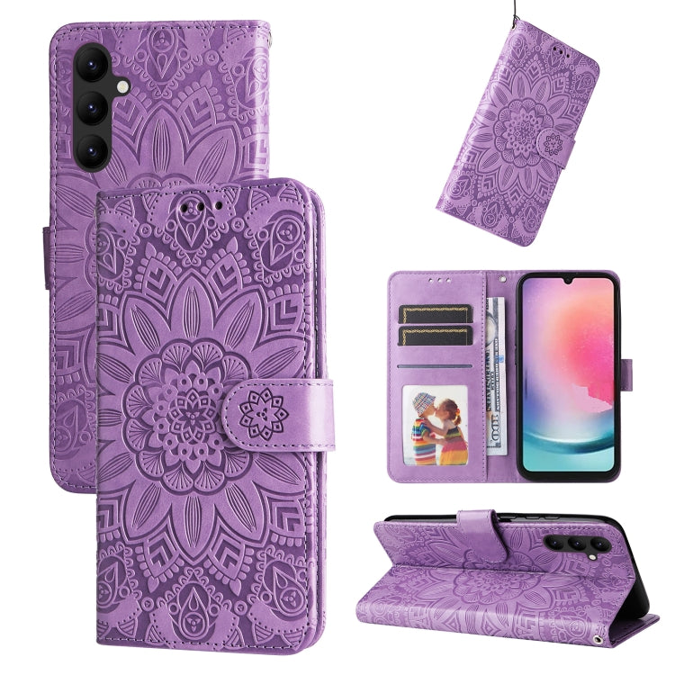 Custodia per telefono in pelle di girasole goffrata, For Samsung Galaxy A24 4G, For Honor X7a, For Honor X8a, For Honor X9a/X40 5G/Magic5 Lite