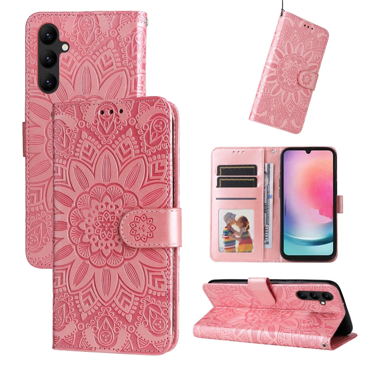 Custodia per telefono in pelle di girasole goffrata, For Samsung Galaxy A24 4G, For Honor X7a, For Honor X8a, For Honor X9a/X40 5G/Magic5 Lite