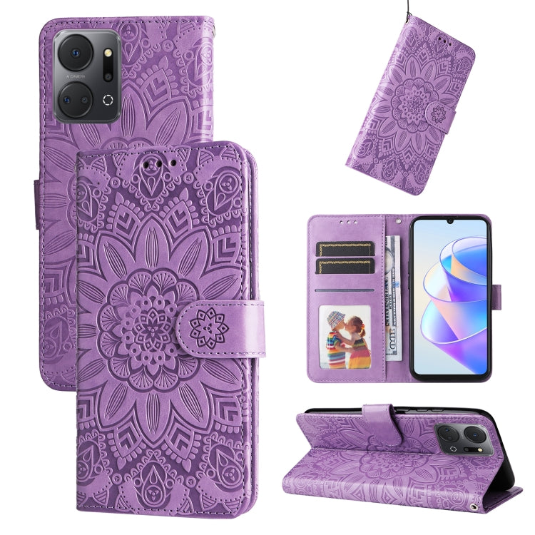 Custodia per telefono in pelle di girasole goffrata, For Samsung Galaxy A24 4G, For Honor X7a, For Honor X8a, For Honor X9a/X40 5G/Magic5 Lite