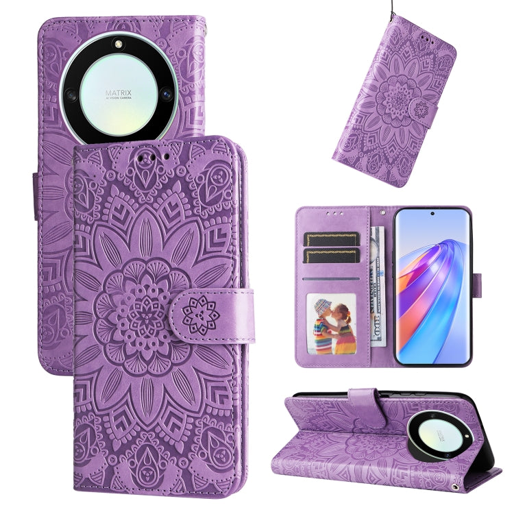 Custodia per telefono in pelle di girasole goffrata, For Samsung Galaxy A24 4G, For Honor X7a, For Honor X8a, For Honor X9a/X40 5G/Magic5 Lite