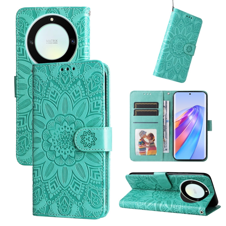 Custodia per telefono in pelle di girasole goffrata, For Samsung Galaxy A24 4G, For Honor X7a, For Honor X8a, For Honor X9a/X40 5G/Magic5 Lite