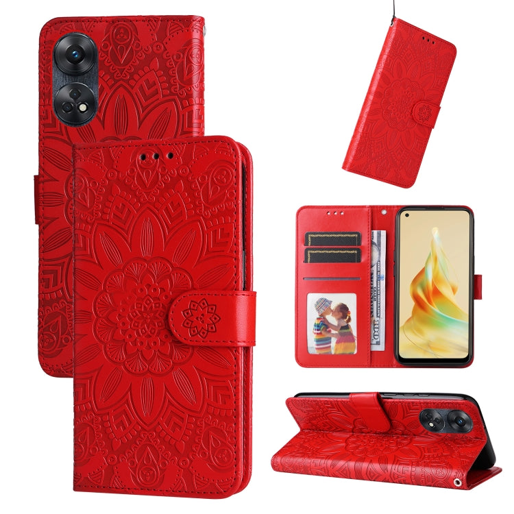 Custodia per telefono in pelle di girasole goffrata, For OPPO Reno8 T 4G, For vivo V25 5G/V25e 4G, For vivo Y02 4G, For Xiaomi Redmi K60/K60 Pro