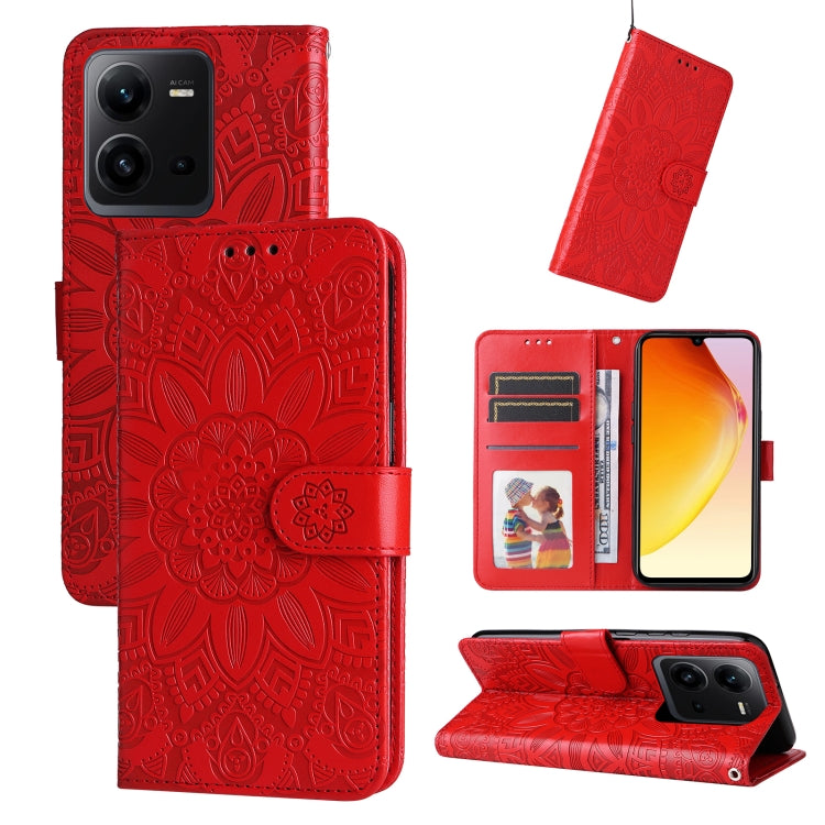 Custodia per telefono in pelle di girasole goffrata, For OPPO Reno8 T 4G, For vivo V25 5G/V25e 4G, For vivo Y02 4G, For Xiaomi Redmi K60/K60 Pro