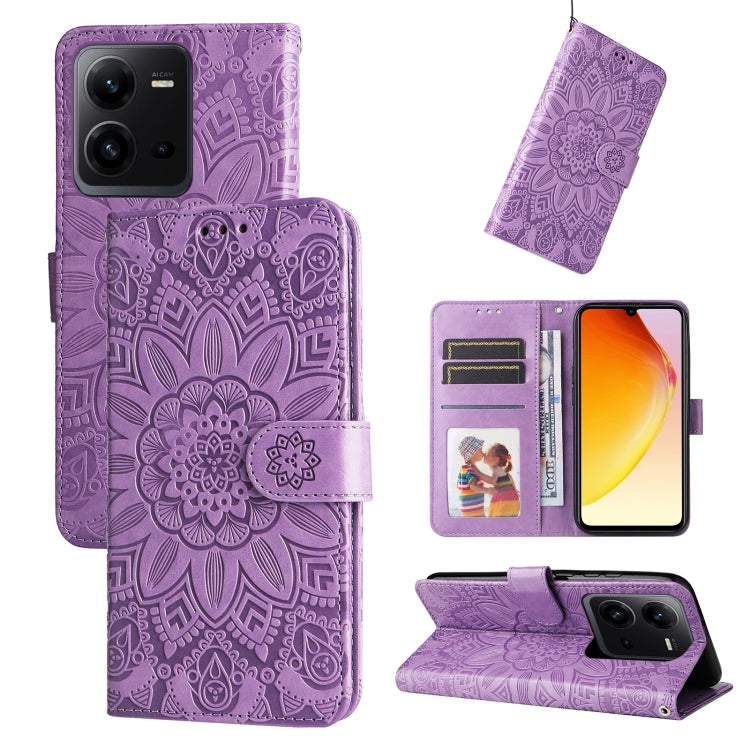 Custodia per telefono in pelle di girasole goffrata, For OPPO Reno8 T 4G, For vivo V25 5G/V25e 4G, For vivo Y02 4G, For Xiaomi Redmi K60/K60 Pro