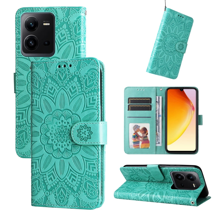 Custodia per telefono in pelle di girasole goffrata, For OPPO Reno8 T 4G, For vivo V25 5G/V25e 4G, For vivo Y02 4G, For Xiaomi Redmi K60/K60 Pro