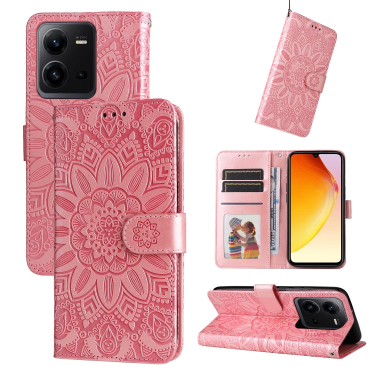 Custodia per telefono in pelle di girasole goffrata, For OPPO Reno8 T 4G, For vivo V25 5G/V25e 4G, For vivo Y02 4G, For Xiaomi Redmi K60/K60 Pro