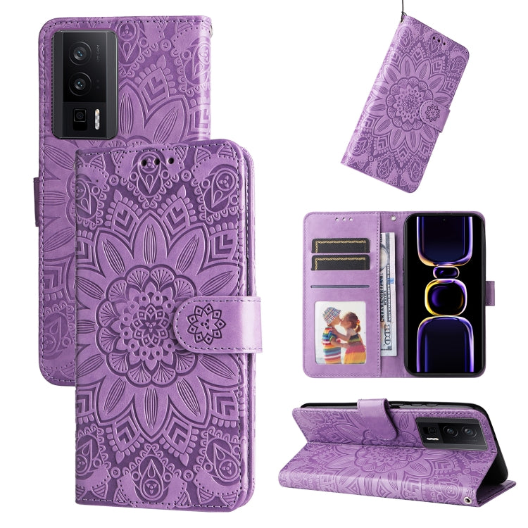 Custodia per telefono in pelle di girasole goffrata, For OPPO Reno8 T 4G, For vivo V25 5G/V25e 4G, For vivo Y02 4G, For Xiaomi Redmi K60/K60 Pro