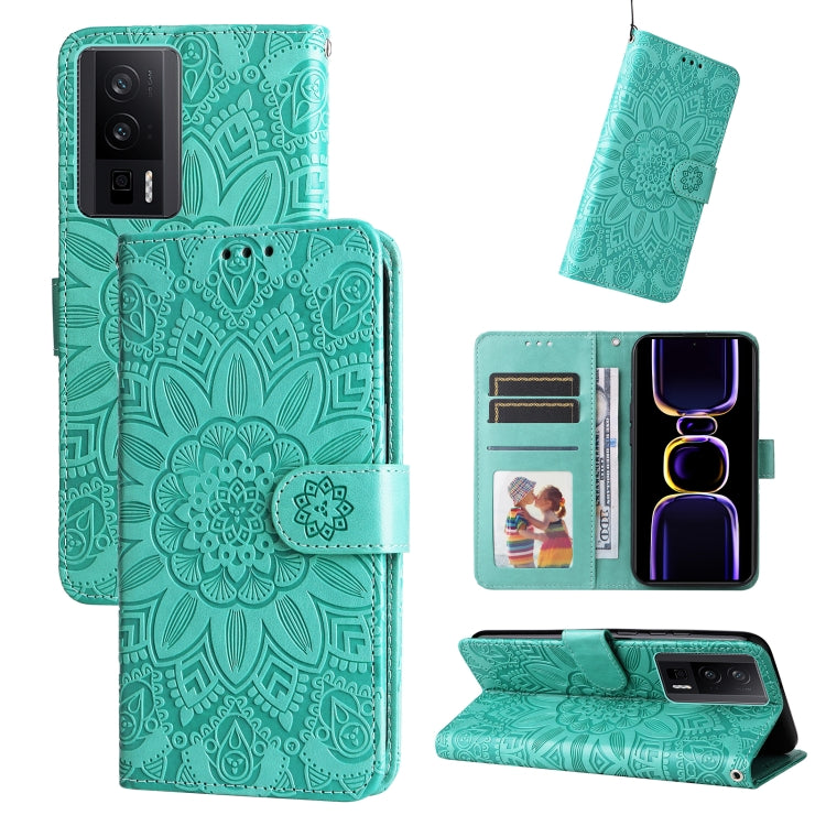 Custodia per telefono in pelle di girasole goffrata, For OPPO Reno8 T 4G, For vivo V25 5G/V25e 4G, For vivo Y02 4G, For Xiaomi Redmi K60/K60 Pro