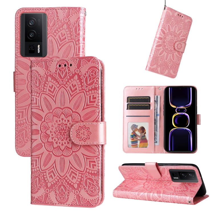 Custodia per telefono in pelle di girasole goffrata, For OPPO Reno8 T 4G, For vivo V25 5G/V25e 4G, For vivo Y02 4G, For Xiaomi Redmi K60/K60 Pro