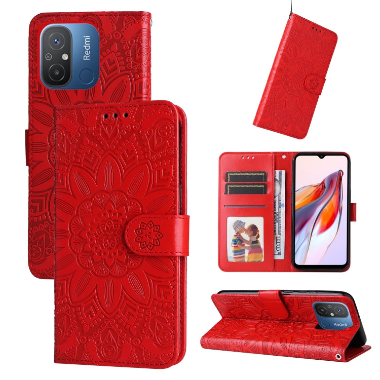 Custodia per telefono in pelle di girasole goffrata, For Xiaomi Redmi 11A 4G/12C