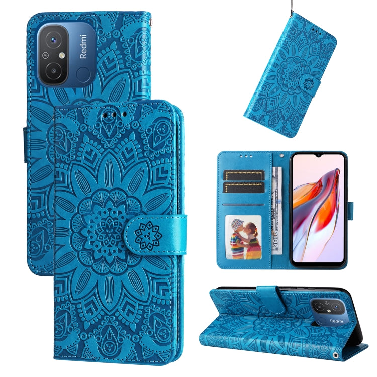 Custodia per telefono in pelle di girasole goffrata, For Xiaomi Redmi 11A 4G/12C