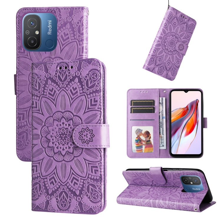 Custodia per telefono in pelle di girasole goffrata, For Xiaomi Redmi 11A 4G/12C