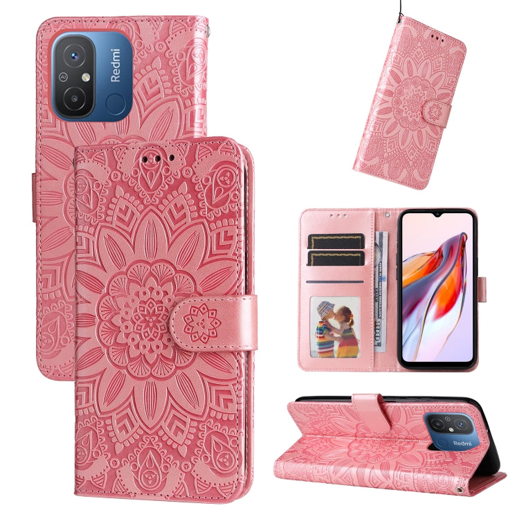 Custodia per telefono in pelle di girasole goffrata, For Xiaomi Redmi 11A 4G/12C