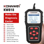 KONNWE KW818 Strumenti diagnostici per rilevatore di guasti Bluetooth per auto OBD2, KW818