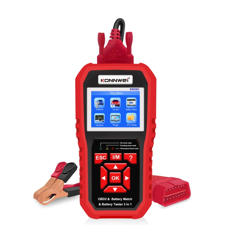 KONNWEI KW880 3 in 1 Diagnosi guasti OBD2 per auto + Tester batteria + Ripristino corrispondenza batteria, BK880