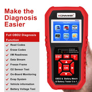 KONNWEI KW880 3 in 1 Diagnosi guasti OBD2 per auto + Tester batteria + Ripristino corrispondenza batteria, BK880